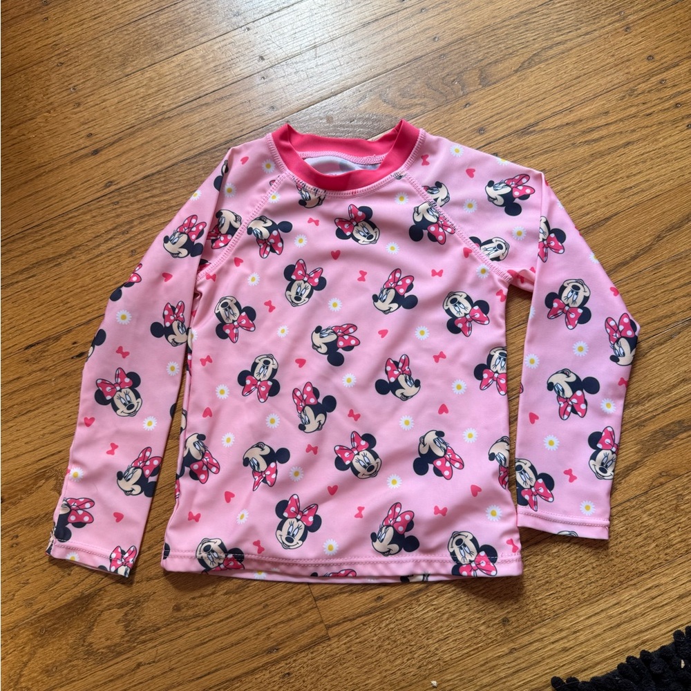 Pink Long Sleeve Minnie Mouse Swim Shirt/Sun Guard
